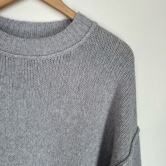 Zaket & Plover Wool Cashmere Blend Color Block Mock Neck Step Hem Neutral Sweate - Picture 5 of 8